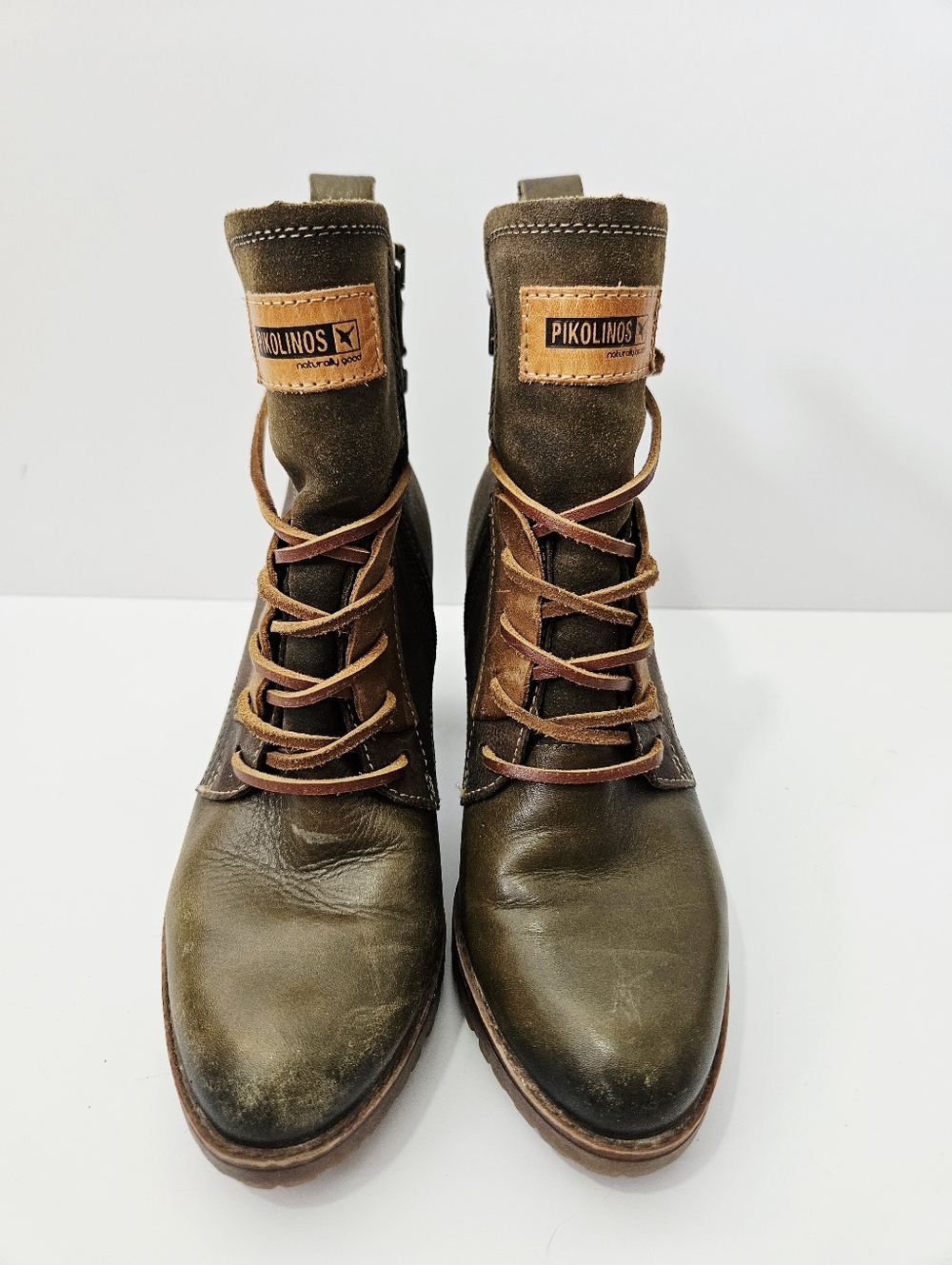 Pikolinos Connelly Leather Ankle Boots Size 36 Lace Up Heels US 5.5-6 EUC - Picture 3 of 8